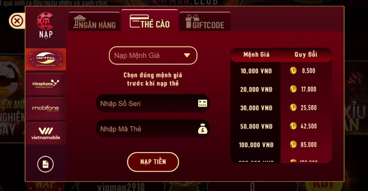 Hướng Dẫn Cách Nạp Tiền ManClub Siêu Tốc Nhận Khuyến Mãi Khủng Mỗi Ngày Cho Game Thủ