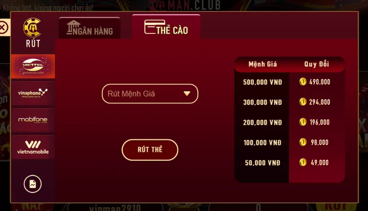 Rút Tiền ManClub Quy Trình Thanh Toán Siêu Tốc Và Minh Bạch Tuyệt Đối Cho Game Thủ